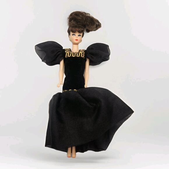 Vintage Barbie Doll 1958/1993? Reproduction Barbie Doll Black Evening Dress - Picture 1 of 7